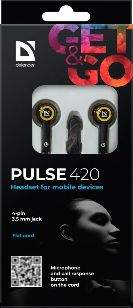 SŁUCHAWKI DEFENDER DOUSZNE z mikrofonem PULSE 420 CZARNO-ŻÓŁTE 4-PIN SŁUCHAWKI DEFENDER DOUSZNE z mikrofonem PULSE 420 CZARNO-ŻÓŁTE 4-PIN