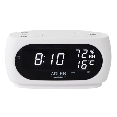 Adler AD 1186W Zegar budzik z pomiarem temperatury wilgotności datą Adler AD 1186W Zegar budzik z pomiarem temperatury wilgotności datą