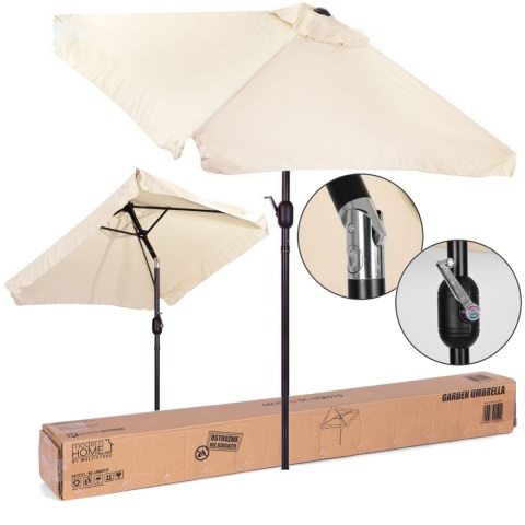 Prostokątny duży parasol ogrodowy skośny łamany z korbą beżowy 200 x 140 cm Prostokątny duży parasol ogrodowy skośny łamany z korbą beżowy 200 x 140 cm