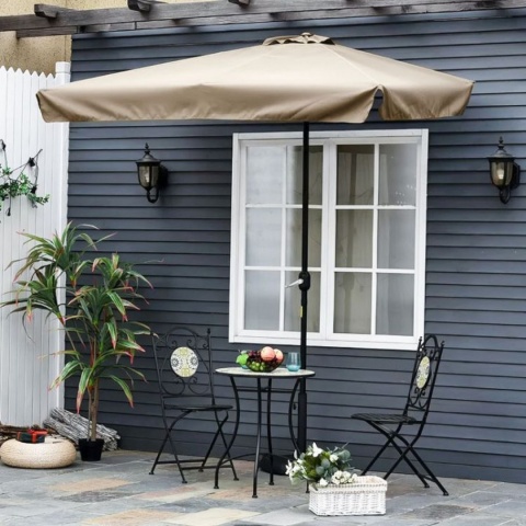 Prostokątny duży parasol ogrodowy skośny łamany z korbą beżowy 200 x 140 cm Prostokątny duży parasol ogrodowy skośny łamany z korbą beżowy 200 x 140 cm