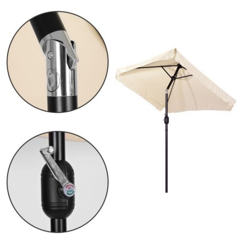Prostokątny duży parasol ogrodowy skośny łamany z korbą beżowy 200 x 140 cm Prostokątny duży parasol ogrodowy skośny łamany z korbą beżowy 200 x 140 cm