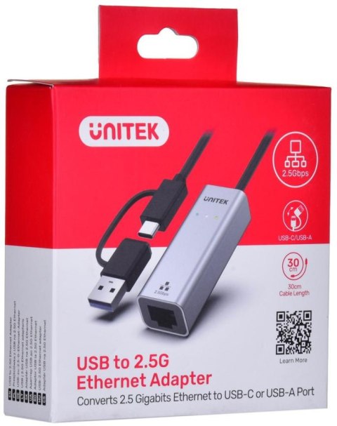 Unitek Adapter USB-A/C na RJ45 2.5 G Ethernet