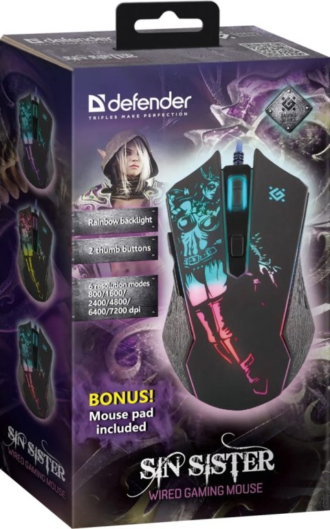 MYSZ DEFENDER GM-933 SIN'SISTER OPTIC 7200dpi 6P MYSZ DEFENDER GM-933 SIN'SISTER OPTIC 7200dpi 6P