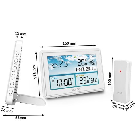 STACJA POGODOWA Z WYŚWIETLACZEM BD-909 BIAŁA