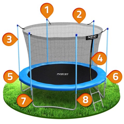 TRAMPOLINA OGRODOWA 10FT/312CM Z SIATKĄ WEWNĘTRZNĄ I DRABINKĄ NEO-SPORT