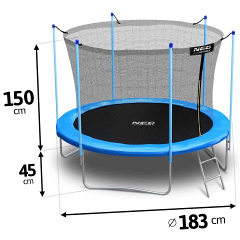TRAMPOLINA OGRODOWA 6FT/183CM Z SIATKĄ WEWNĘTRZNĄ I DRABINKĄ NEO-SPORT
