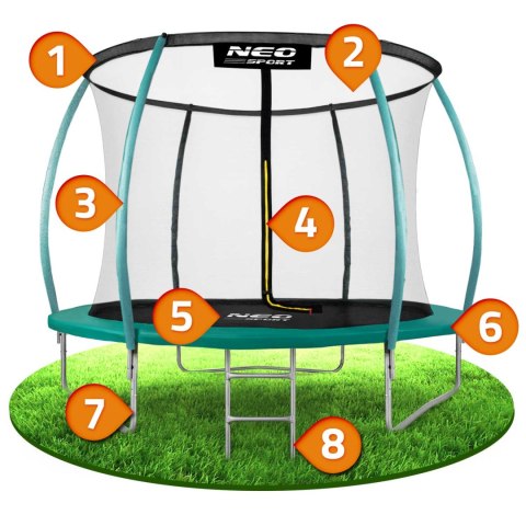 TRAMPOLINA OGRODOWA PROFILOWANA 10FT/312CMZ SIATKĄ WEWNĘTRZNĄ NEO-SPORT