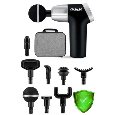 PISTOLET DO MASAŻU CIAŁA 8 NAKŁADEK NS-500 NEO-SPORT CZARNY