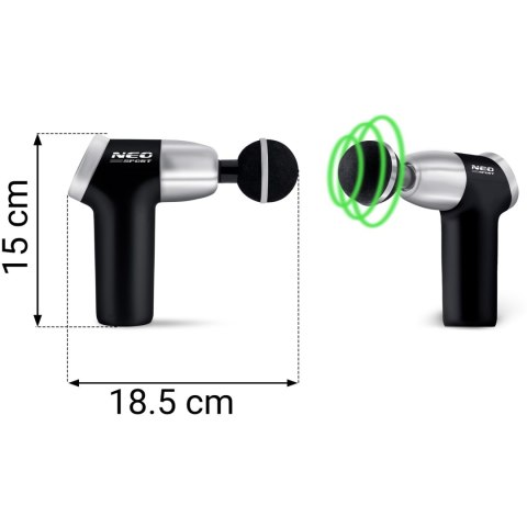 PISTOLET DO MASAŻU CIAŁA 8 NAKŁADEK NS-500 NEO-SPORT CZARNY