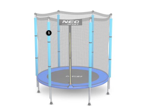 SŁUPEK GÓRNY DO TRAMPOLINY Z SIATKĄ ZEWNĘTRZNĄ 4,5 FT NIEBIESKI NEO-SPORT