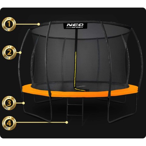 TRAMPOLINA OGRODOWA PROFILOWANA 12FT/374CM Z SIATKĄ WEWNĘTRZNĄ NEO-SPORT