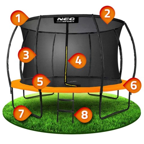 TRAMPOLINA OGRODOWA PROFILOWANA 12FT/374CM Z SIATKĄ WEWNĘTRZNĄ NEO-SPORT