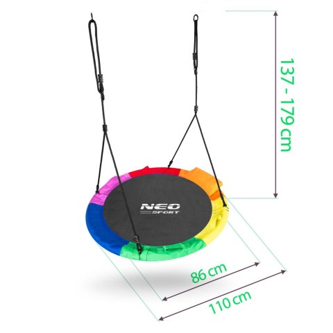 HUŚTAWKA BOCIANIE GNIAZDO SWINGO XXL WIELOKOLOROWA 110 CM