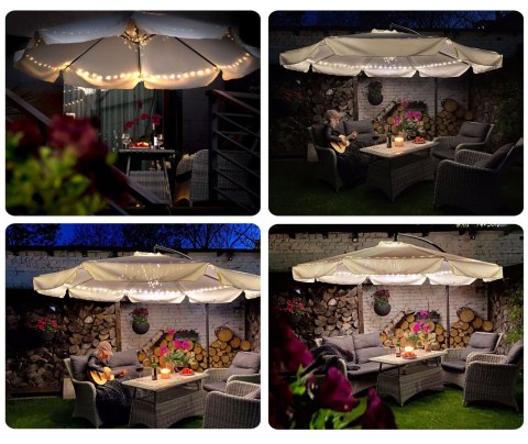 PARASOL OGRODOWY SKŁADANY 6 SEGMENTÓW ZIELONY 350CM