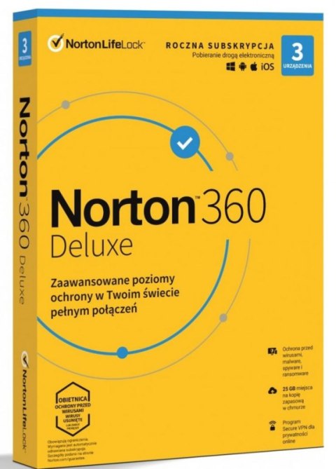 NORTON LIFE LOCK 360 deluxe 25GB PL 1 user 3 device 12mo generic ret1 mm NORTON LIFE LOCK 360 deluxe 25GB PL 1 user 3 device 12mo generic ret1 mm