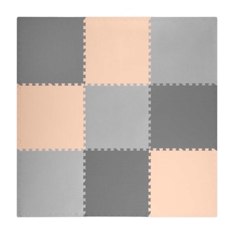 Mata piankowa puzzle 180x180cm 9 szt. szaro-brzoskwiniowa Mata piankowa puzzle 180x180cm 9 szt. szaro-brzoskwiniowa