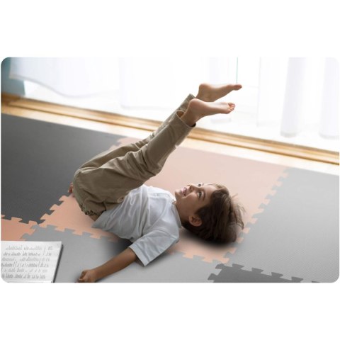 Mata piankowa puzzle 180x180cm 9 szt. szaro-brzoskwiniowa Mata piankowa puzzle 180x180cm 9 szt. szaro-brzoskwiniowa