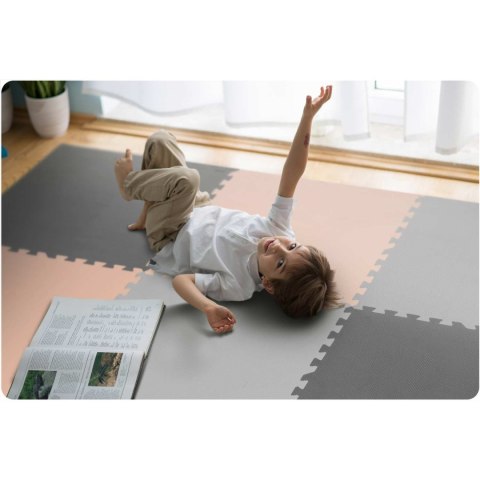Mata piankowa puzzle 180x180cm 9 szt. szaro-brzoskwiniowa Mata piankowa puzzle 180x180cm 9 szt. szaro-brzoskwiniowa