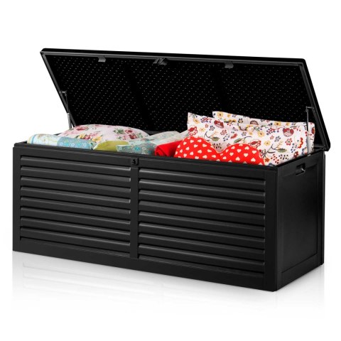 Skrzynia ogrodowa 143,5 x 57 x 53,5 cm 390 litrów czarna Skrzynia ogrodowa 143,5 x 57 x 53,5 cm 390 litrów czarna