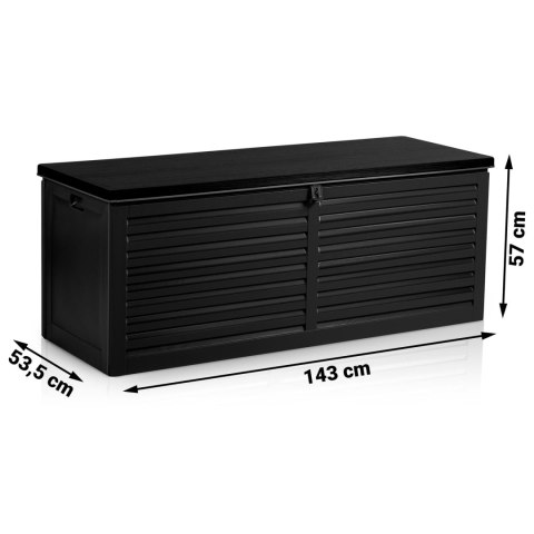 Skrzynia ogrodowa 143,5 x 57 x 53,5 cm 390 litrów czarna Skrzynia ogrodowa 143,5 x 57 x 53,5 cm 390 litrów czarna