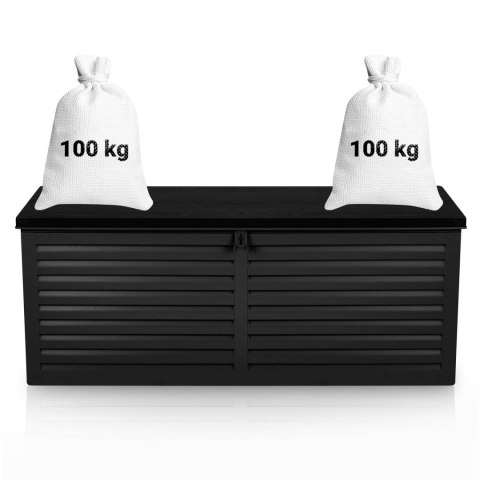 Skrzynia ogrodowa 143,5 x 57 x 53,5 cm 390 litrów czarna Skrzynia ogrodowa 143,5 x 57 x 53,5 cm 390 litrów czarna
