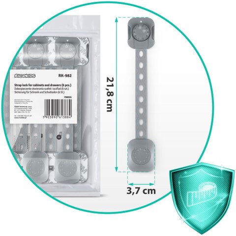 ZABEZPIECZENIE OTWIERANIA SZAFEK RICOKIDS 798201 6 SZT. SZARE