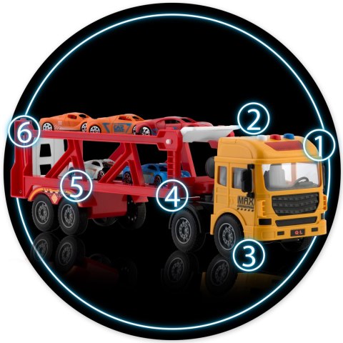 Edukacyjna zabawka ciężarówka + 5 aut RK-760 Ricokids Edukacyjna zabawka ciężarówka + 5 aut RK-760 Ricokids