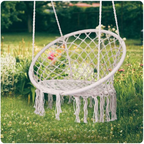 FOTEL OGRODOWY WISZĄCY HUŚTAWKA BOHO BEŻOWY