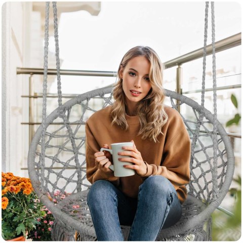 FOTEL OGRODOWY WISZĄCY HUŚTAWKA BOHO SZARY