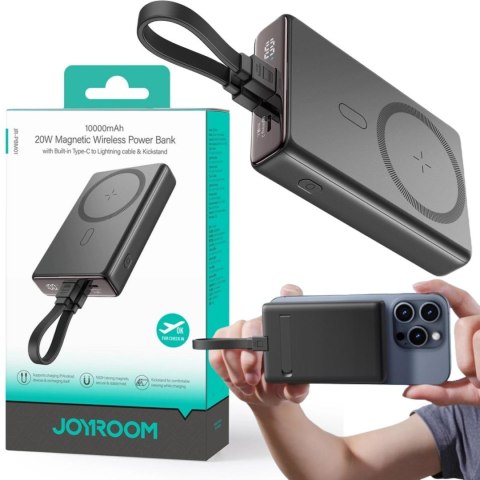 Powerbank Joyroom JR-PBM01 10000mAh 20W 1x USB-C 2x Lightning czarny + kabel Powerbank Joyroom JR-PBM01 10000mAh 20W 1x USB-C 2x Lightning czarny + kabel