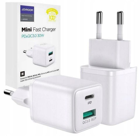 Ładowarka sieciowa Joyroom L-QP303 30W PD 3.0 QC 3.0 1x USB-C biała Ładowarka sieciowa Joyroom L-QP303 30W PD 3.0 QC 3.0 1x USB-C biała