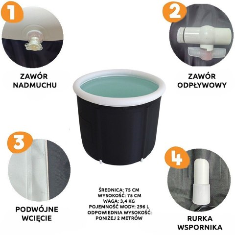 Balia wanna do kąpieli lodowej morsowania z pokrywką
