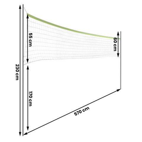 SIATKA I STELAŻ DO GRY W SIATKÓWKĘ I BADMINTONA 570 CM