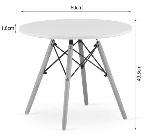 Stolik kawowy nowoczesny skandynawski biały okrągły blat 60cm Stolik kawowy nowoczesny skandynawski biały okrągły blat 60cm
