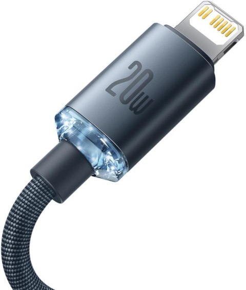 KABEL USB-C -> Lightning / iPhone Baseus Crystal CAJY000301 2m 20W PD Quick Charging CZARNY W OPLOCIE PREMIUM KABEL USB-C -> Lightning / iPhone Baseus Crystal CAJY000301 2m 20W PD Quick Charging CZARNY W OPLOCIE PREMIUM