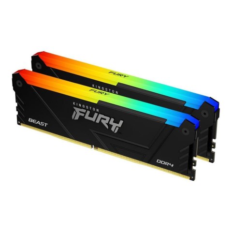 Pamięć DDR4 Kingston Fury Beast RGB 32GB (2x16GB) 2666MHz CL16 1,2V 2Gx8 czarna Pamięć DDR4 Kingston Fury Beast RGB 32GB (2x16GB) 2666MHz CL16 1,2V 2Gx8 czarna