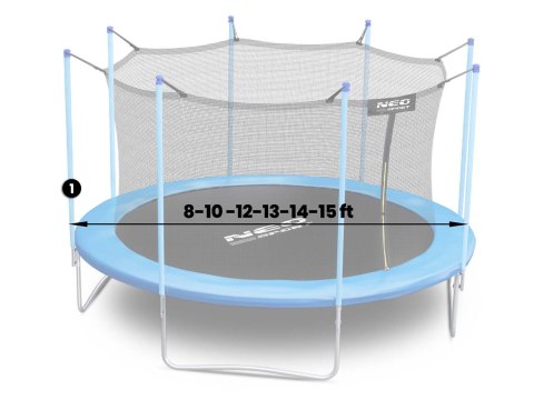 SŁUPEK DOLNY DO TRAMPOLINY Z SIATKĄ ZEWNĘTRZNĄ I WEWNĘTRZNĄ 8-15 FT NIEBIESKI NEO-SPORT
