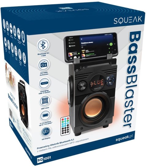 Głośnik BassBlaster Squeak SQ1001 BT, Radio FM, MP3 Głośnik BassBlaster Squeak SQ1001 BT, Radio FM, MP3