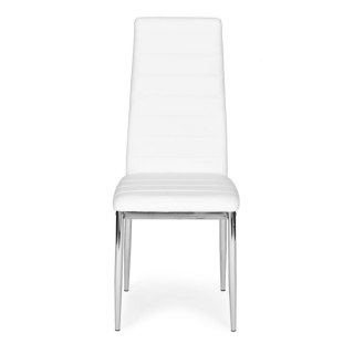 Krzesła z ekoskóry do salonu i jadalni 4szt. chromowane nogi białe