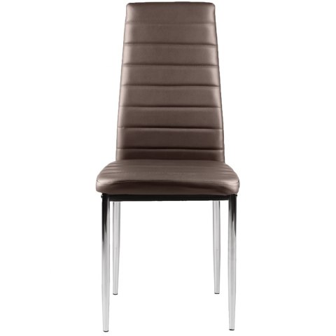 Krzesła z ekoskóry do salonu i jadalni 4szt. chromowane nogi brąz
