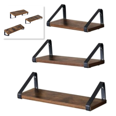 Zestaw 3 półek wiszących drewniane Loft Zestaw 3 półek wiszących drewniane Loft