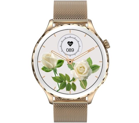 Smartwatch Damski Rubicon RNCF02-2 Złoto-Złoty + Różowy Silikonowy Pasek Smartwatch Damski Rubicon RNCF02-2 Złoto-Złoty + Różowy Silikonowy Pasek