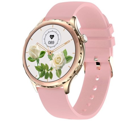 Smartwatch Damski Rubicon RNCF02-2 Złoto-Złoty + Różowy Silikonowy Pasek Smartwatch Damski Rubicon RNCF02-2 Złoto-Złoty + Różowy Silikonowy Pasek