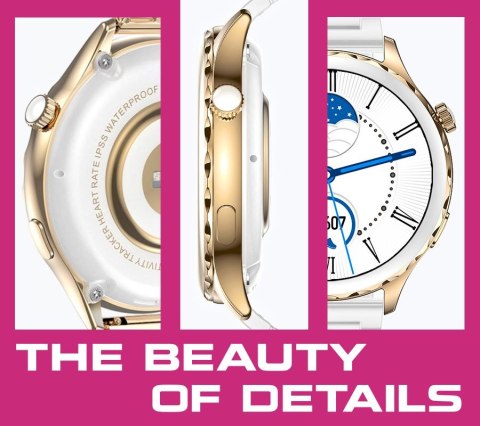 Smartwatch Damski Rubicon RNCF02-2 Złoto-Złoty + Różowy Silikonowy Pasek Smartwatch Damski Rubicon RNCF02-2 Złoto-Złoty + Różowy Silikonowy Pasek