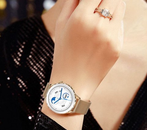 Smartwatch Damski Rubicon RNCF02-2 Złoto-Złoty + Różowy Silikonowy Pasek Smartwatch Damski Rubicon RNCF02-2 Złoto-Złoty + Różowy Silikonowy Pasek