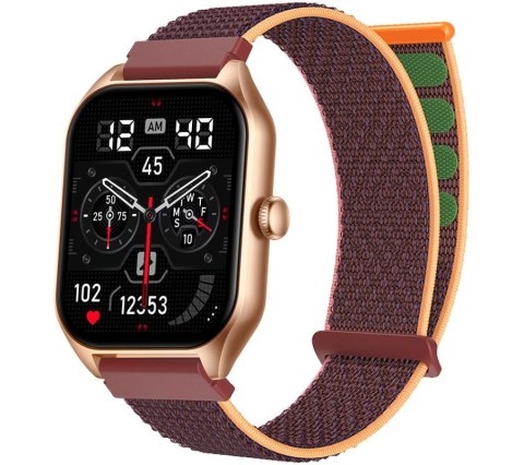 Smartwatch Rubicon RNCF03-2 Złoty+ Bordowo-Pomarańczowy Pasek Parciany Smartwatch Rubicon RNCF03-2 Złoty+ Bordowo-Pomarańczowy Pasek Parciany