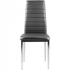 Krzesła z ekoskóry do salonu i jadalni 4szt. chromowane nogi szare