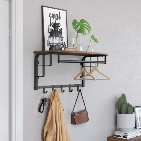 PÓŁKA Z WIESZAKAMI NA UBRANIA DREWNIANA LOFT PÓŁKA Z WIESZAKAMI NA UBRANIA DREWNIANA LOFT