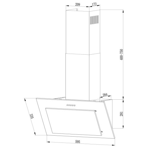 Okap kuchenny kominowy 60cm Inox + czarny BT-209 Okap kuchenny kominowy 60cm Inox + czarny BT-209