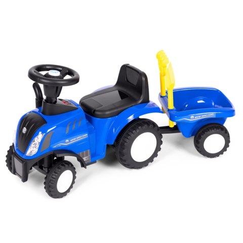 Jeździk traktor z przyczepką dla dzieci interaktywna kierownica dźwięki niebieski Jeździk traktor z przyczepką dla dzieci interaktywna kierownica dźwięki niebieski